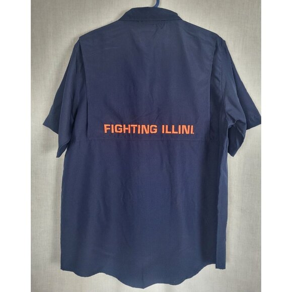 Illinois Fighting Illini Mens M button down Shirt College NWT Pockets Pro Edge - Picture 2 of 5